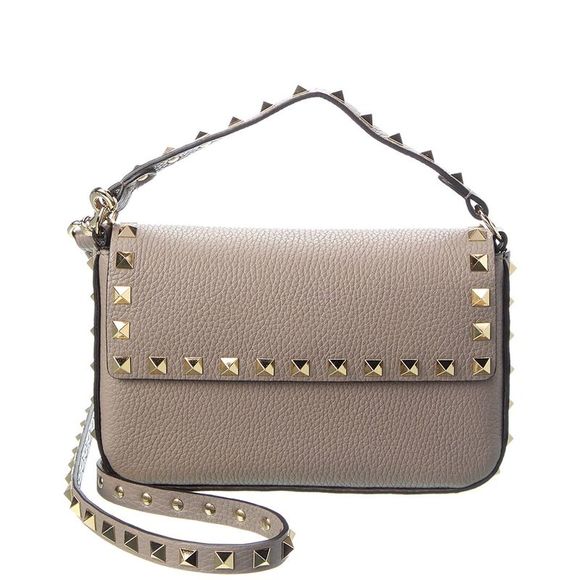 Valentino Bags Valentino Rockstud Grainy Leather Crossbody Brown